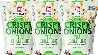 Mekhala Thai Chili Lime Crispy Onions - Salad Toppings Crunchy Fried Onions For All-Purpose Seasoning Like Keto, Ramen Toppings, And Rice Gluten-free | 2.5oz (3 Pack)