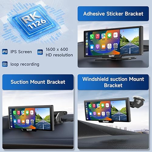 Miniatura 5 de CarPlay y Android Auto con cámara de tablero 4K, cámara de respaldo 1080P, pantalla táctil HD de 9.3 pulgadas con Bluetooth, FM/AUX