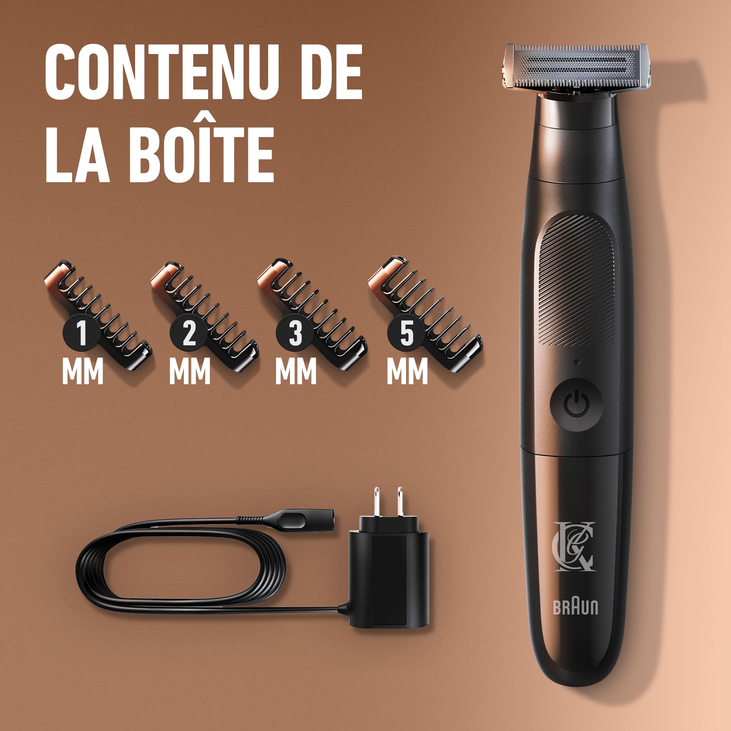 King C. Gillette Tondeuse Barbe Homme, 4 Sabots, Noire – Electrique, sans Fil, Etanche, Lame 4D Durable et Affutée pour Définir les Contours, Peignes pour Différentes Longueurs, 45 min d’Autonomie