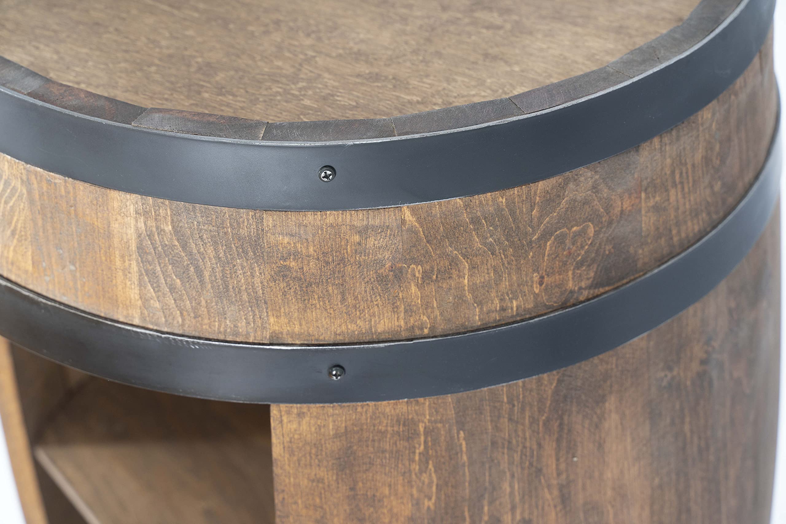weeco Holzfass Fassbar mit Fachböden und 2 Weinregalen - Getränkeschrank Wine Rack Holzregal 82cm. Deko Zimmer. Aufbewahrungsschrank für Wein Whisky Bier Flaschen Fass Hausbar Weinflaschen