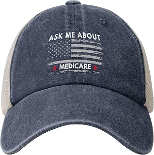 Ask Me About Medicare Hat Health Insurance Consultant Golf Dad Hats Denim Mesh Cap