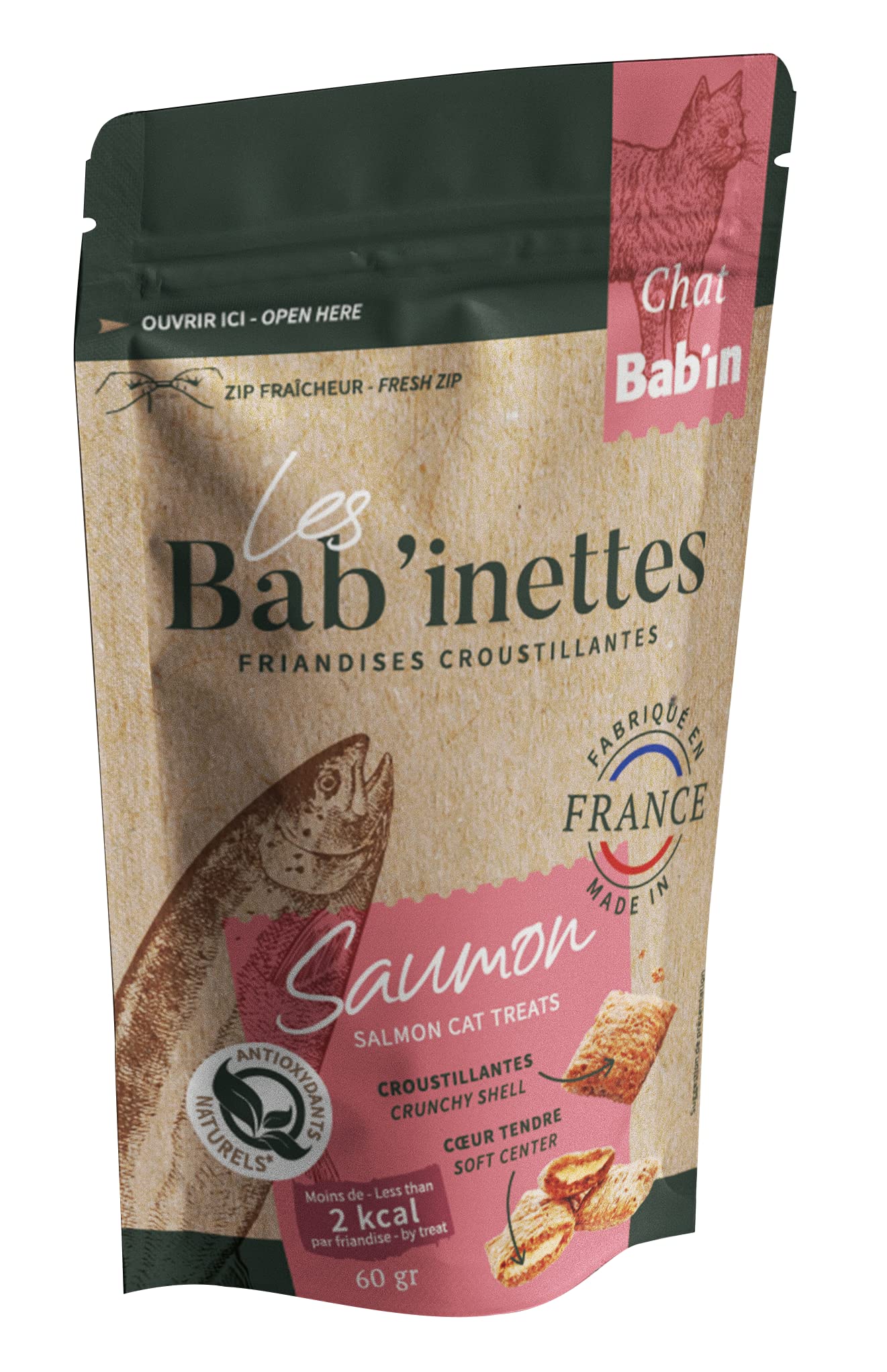 Bab’in – Friandises BAB’inettes Chat – 16 x 60g – Saumon
