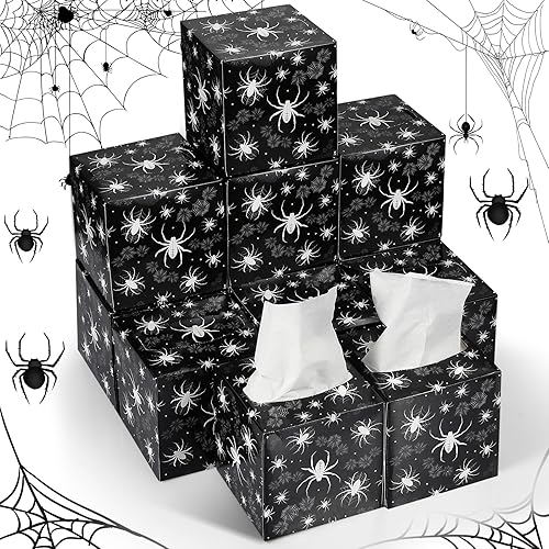 Yeaqee Paquete de 12 pañuelos faciales de Halloween con 80 hojas de pañuelos de viaje de 2 capas por caja, cajas de pañuelos faciales cuadrados de