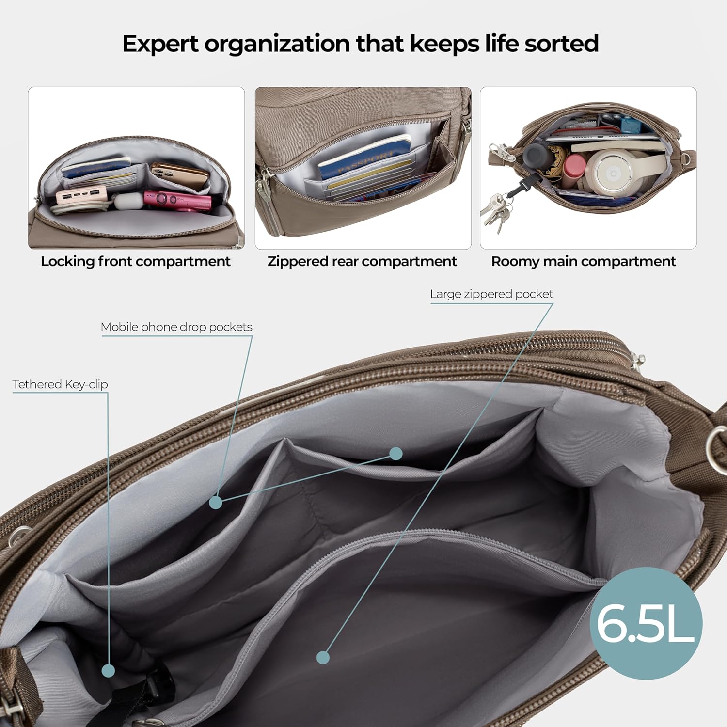 Travelon Anti-Theft Classic North/South Crossbody Bag