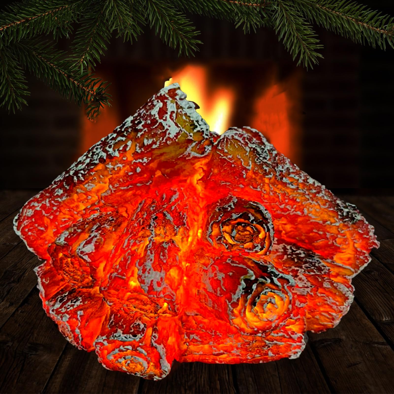 SUNOYA Lampe à flamme simulée, lumière sans flamme, lumière de cheminée sans flamme, lumière à flamme LED, à piles, lampe portable à charbon de bois pour décoration de la maison, décoration de Noël