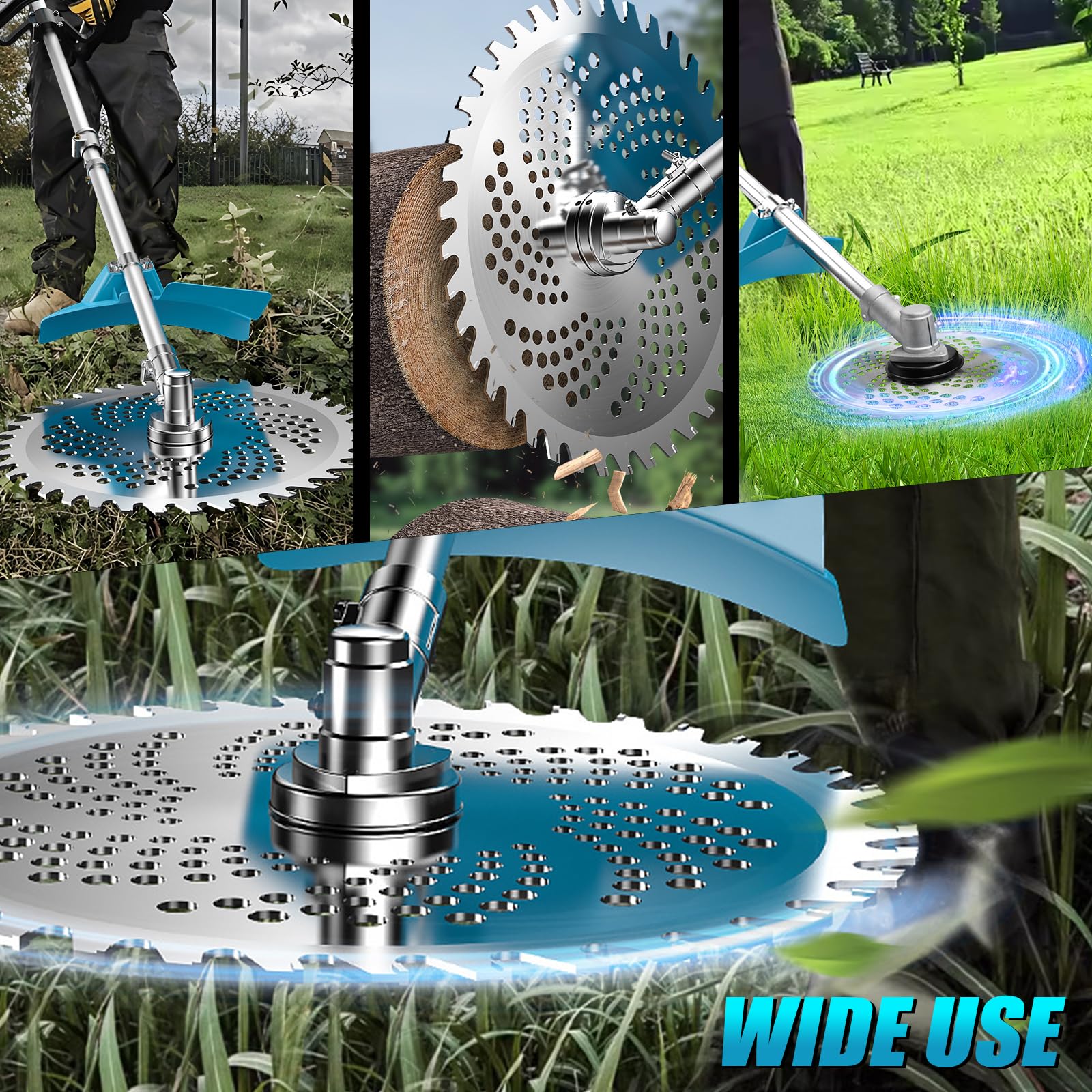 Decespugliatore senza fili per Makita 18 V batterie con 4 tipi di lama, motore brushless, decespugliatore elettrico da 25,4 cm con spazzola per erbacce (senza batteria)
