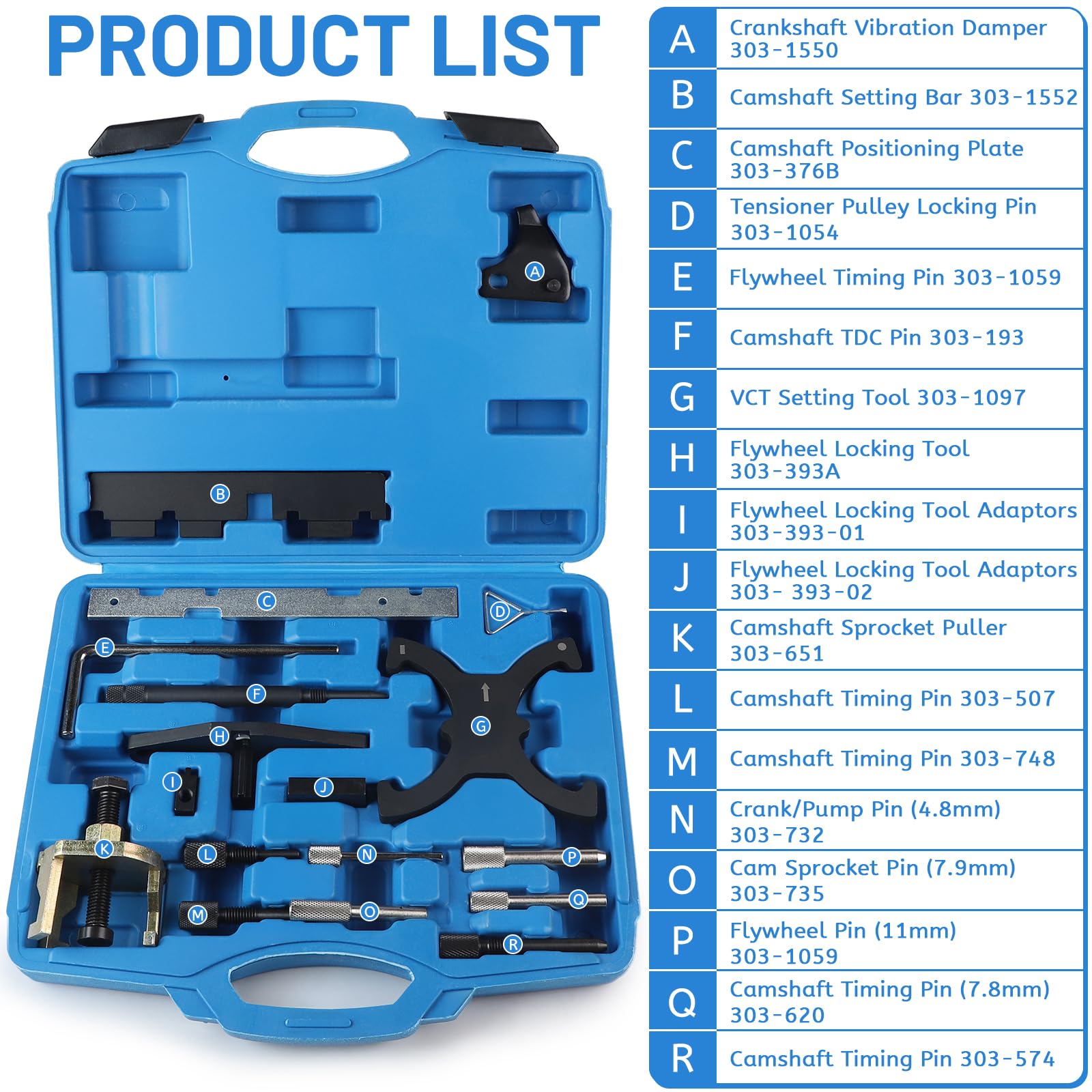 lalago 18 Piezas Herramientas de Sincronización Árbol de Levas del Motor, Nockenwellen Kurbelwellen, Steuerzeiten Werkzeug Compatible con Ford Mazda 1.4 1.6 1.8 2.0 Di/TDCi/TDDi Eco-Boost 1.6 Ti-VCT