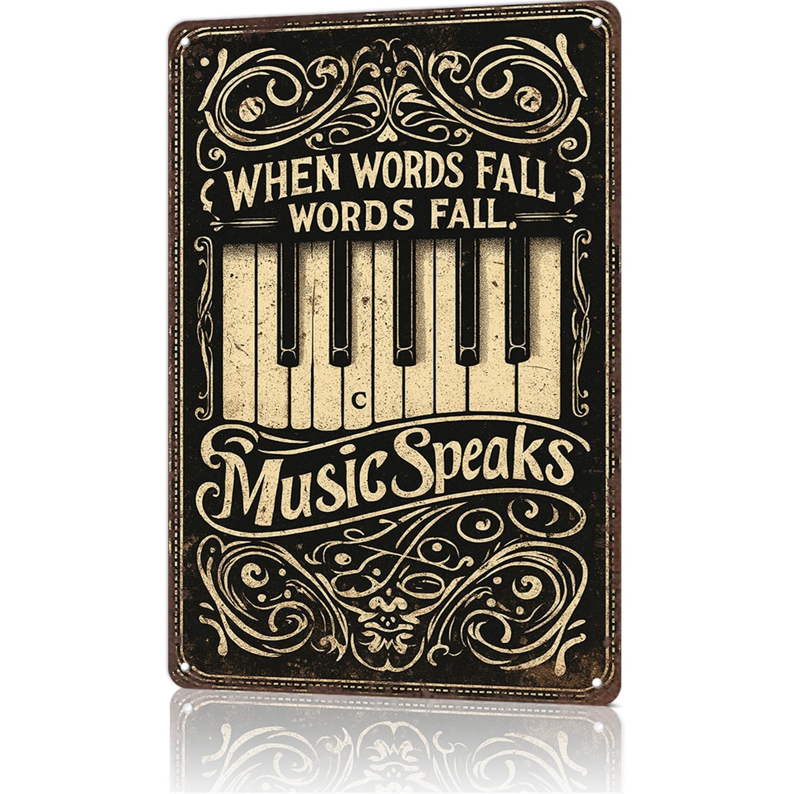 KWQDOZF Vintage Metal Tin Sign Vintage Piano Keyboard Metal Sign Posters Wall Art for Dorm Home Office Room Decor 8X12inch