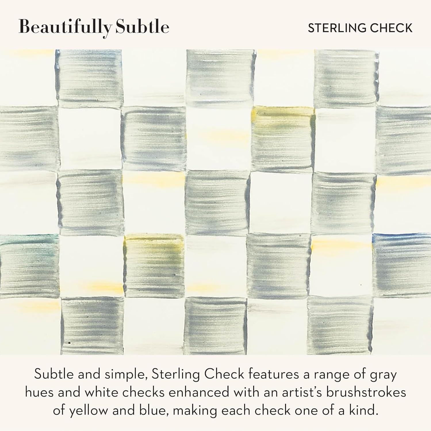 MACKENZIE-CHILDS Supper Club Salad Serving Set, Fork and Spoon Salad Servers, Decorative Kitchen Serving Utensils, Gray-and-White Sterling Check