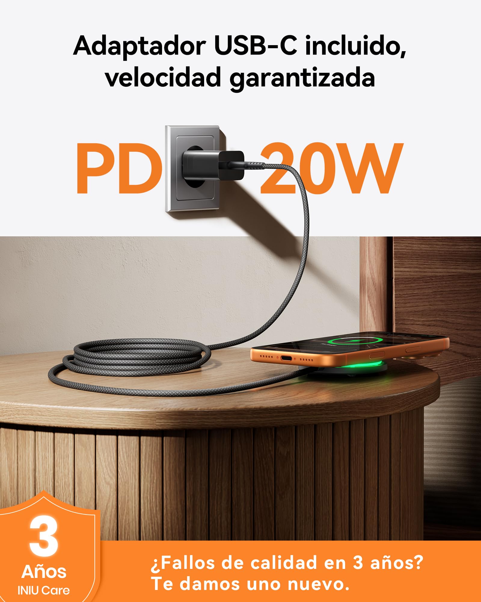 INIU Cargador Inalámbrico iPhone, Oficial Qi2 Certificado 15W Base Carga Rápida Wireless Charger de mag-Safe con Ventilador de Enfriamiento para iPhone 17-12 y AirPods, Ideal Viaje Mesita Escritorio