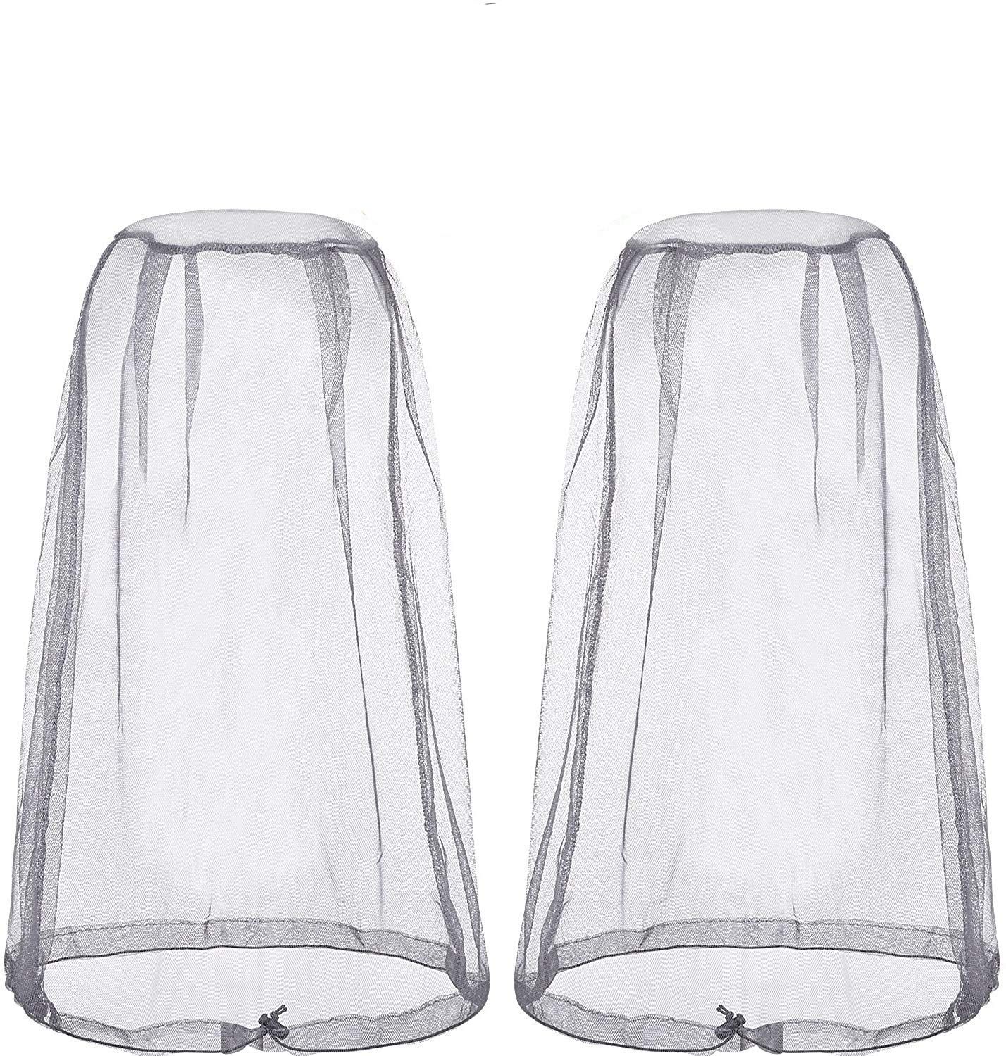 Tuoservo 2 Pack Hoofd Net Gezicht Mesh Hoofd Cover voor Outdoor Lovers Beschermen tegen Vliegen Scherm Muggen Gnat en Andere Vliegen (Grijs