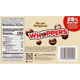 WHOPPERS, Chocolate Covered Malted Milk Balls, Fun Size 3 Balls Pack (Pack of 2 Pounds)