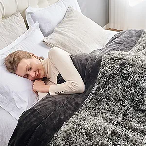 GONAAP Fuzzy Faux Fur Throw Blanket Queen Size Frosty Black Super Soft Cozy Plush Fuzzy Shaggy Blanket for Couch Sofa Bed (Frosty Black, Queen(90"x90"))