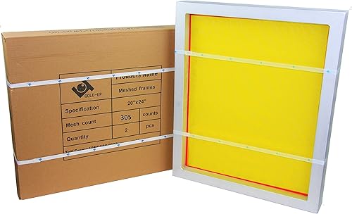 Miniatura 2 de Marcos de serigrafía de aluminio preestirados de 20 x 24 pulgadas con malla amarilla 305 (paquete de 2 pantallas)