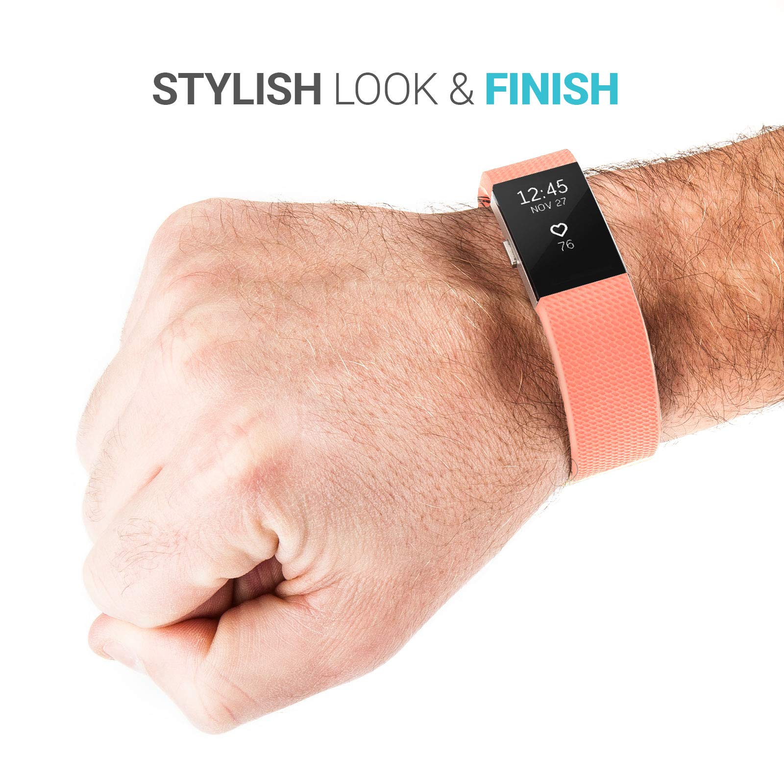 Yousave Accessories Compatible Strap for FitBit Charge 2, Silicone Sport Wristband for the FitBit Charge 2, (Large - Image 2