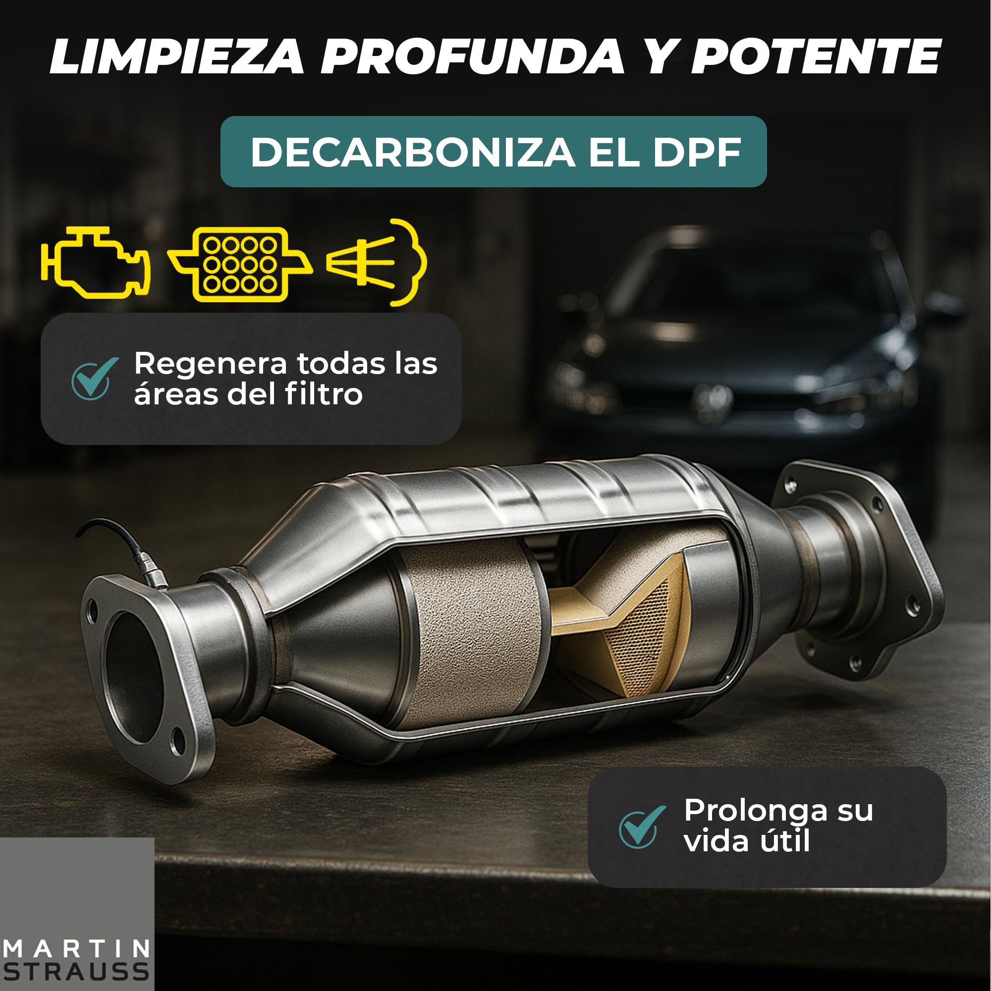 Limpiador DPF/FAP, Tratamiento Integral curativo del Filtro de partículas Diesel y su Sistema, EGR + Turbo, 3 Dosis, 1 Litro