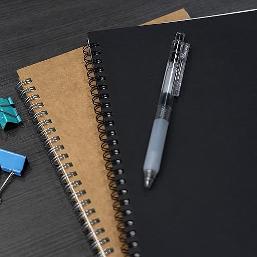 Miniatura 5 de Ykimok Paquete de 3 cuadernos con rayas universitarias, cuaderno de espiral de cubierta negra suave, bloc de notas de notas, cuaderno de bocetos,