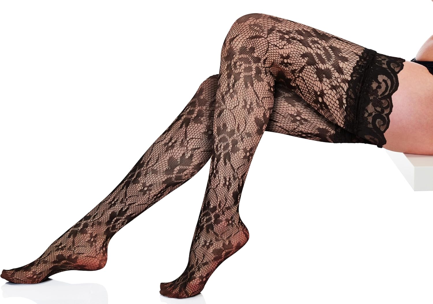 Benefeet Sox Womens Sexy Fishnet Thigh High Socks Black Thin Mesh Tights Long Stockings Nylon Hollow Pantyhose - Image 4