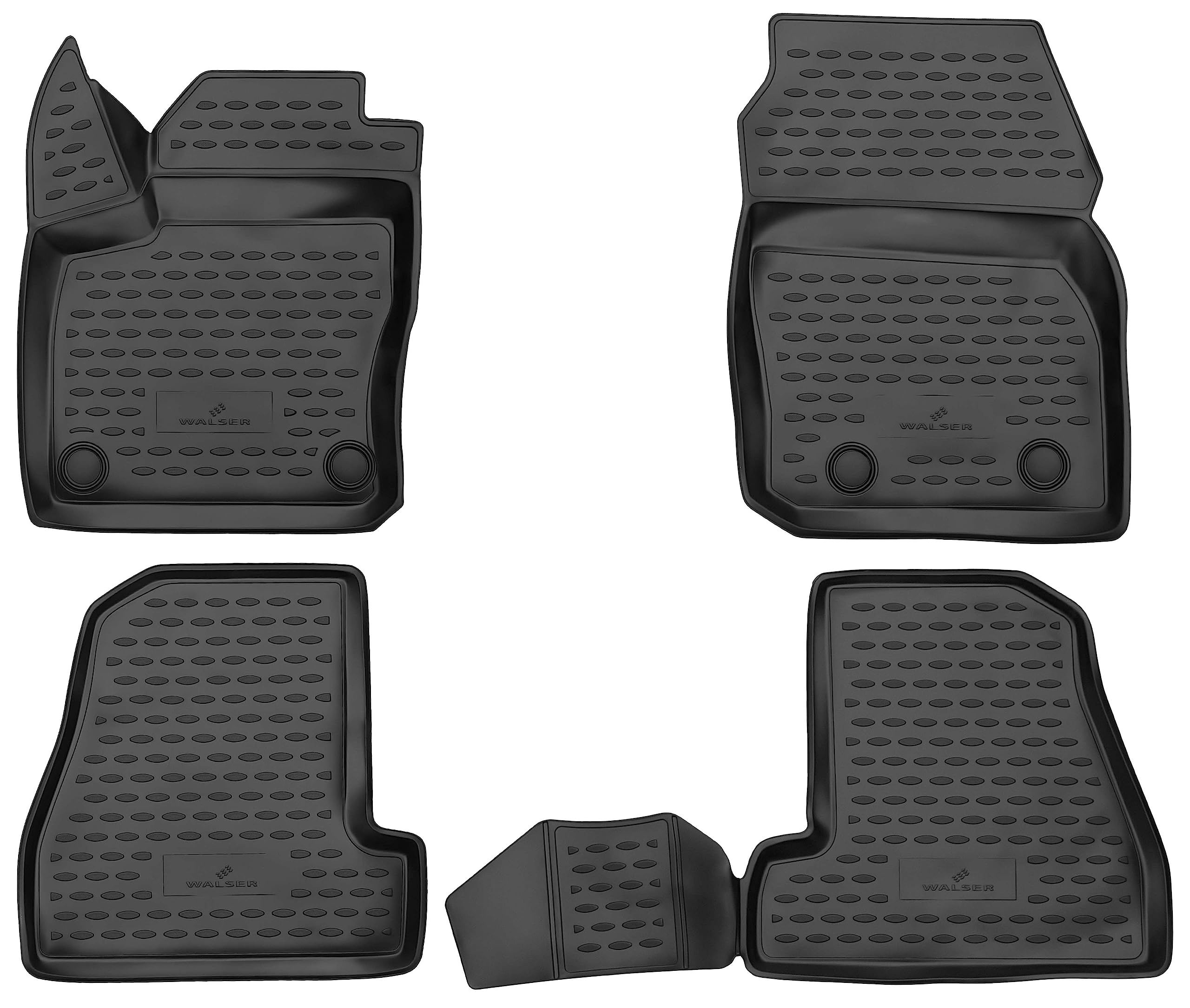 WALSER Tappetini in gomma per auto XTR su misura compatibile con Ford Focus III (Focus 3) 2010 - Oggi, Tappetini auto antiscivolo, protezione vano piedi
