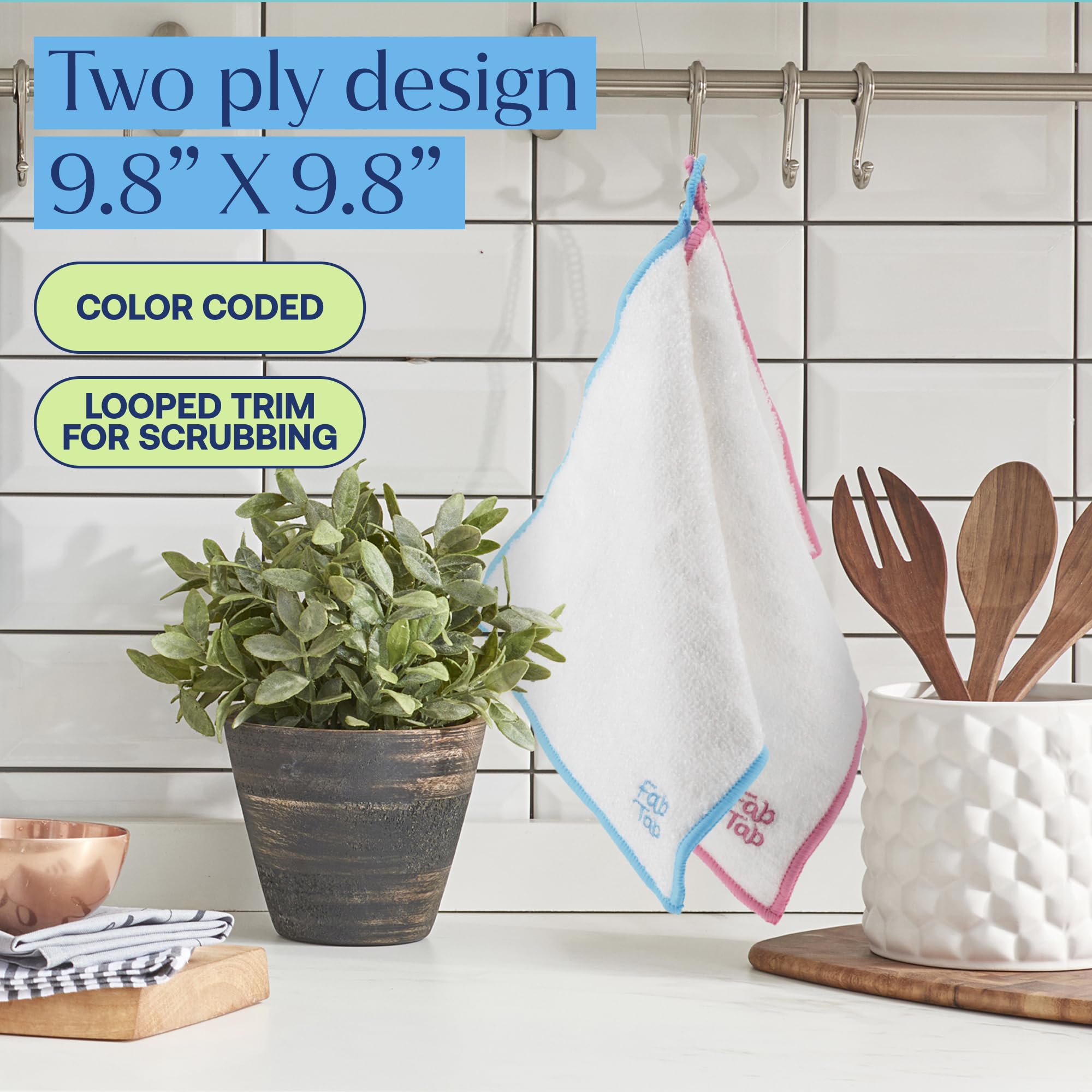 Fab Tab Paños de limpieza de bambú de alta calidad, reutilizables y ultra absorbentes, toallas de microfibra suave para cocina, baño y limpieza multiusos, paquete de 7 unidades de tamaño grande