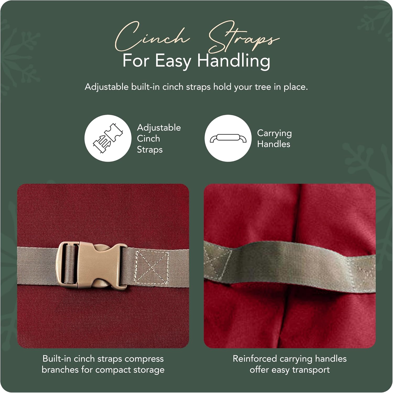 Covermates Keepsakes Upright Christmas Tree Storage Bag – Heavy-Duty Holiday Closet Cover Trees – Durable 300D Polyester with Cinch Straps & Zipper Access – Christmas Tree Bags Storage, Red