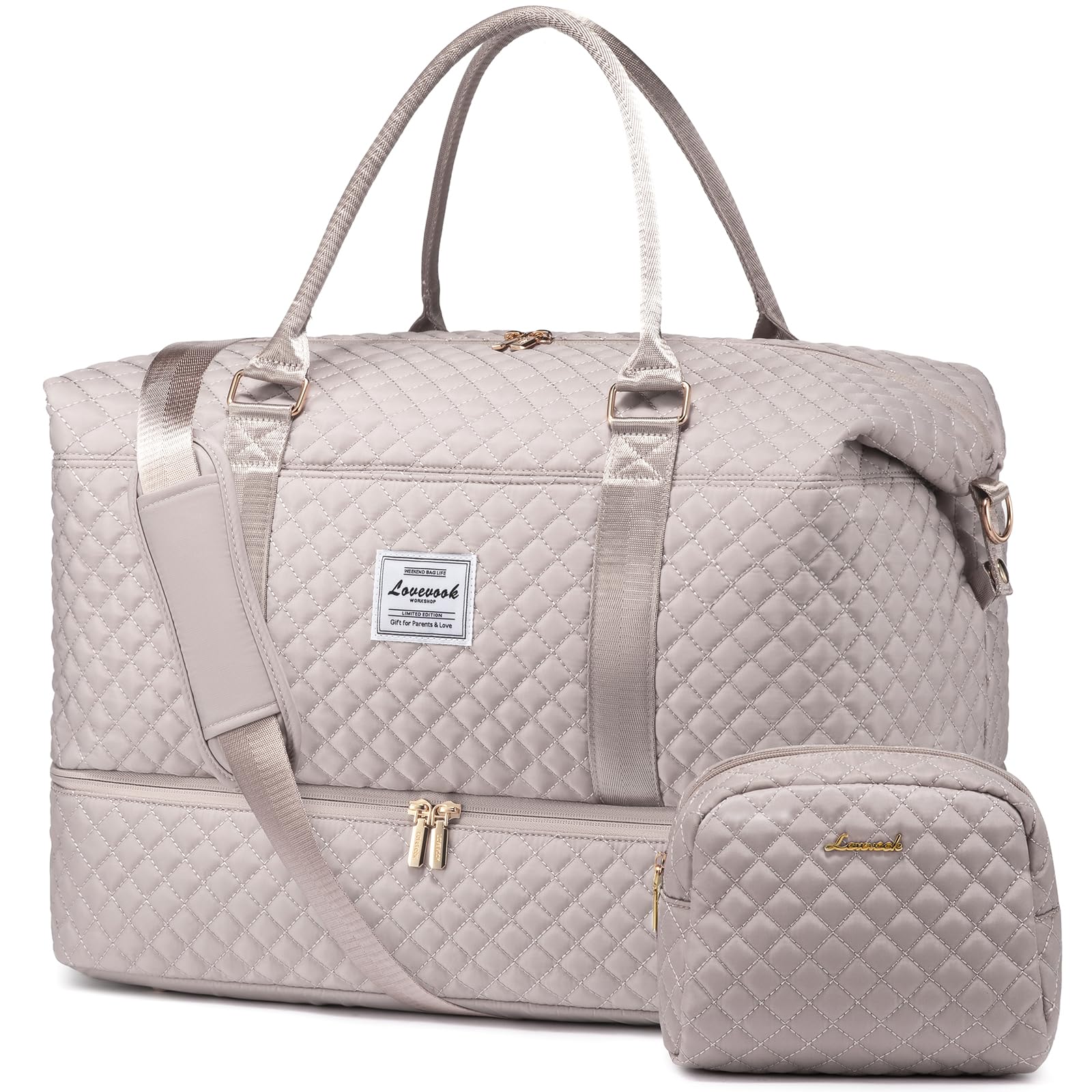 LOVEVOOK Travel Duffle Bag,Weekender Bags for Women with Shoe Compartment，Carry on Overnight Bag with Toiletry Bag,Gym Duffel Bag with Wet Pocket,