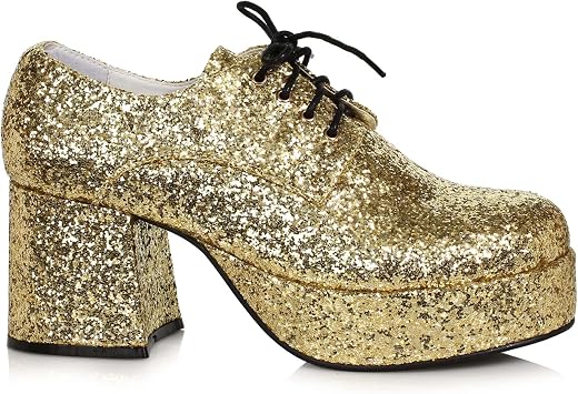 Mens Gold Glitter Platform Shoes X-Large