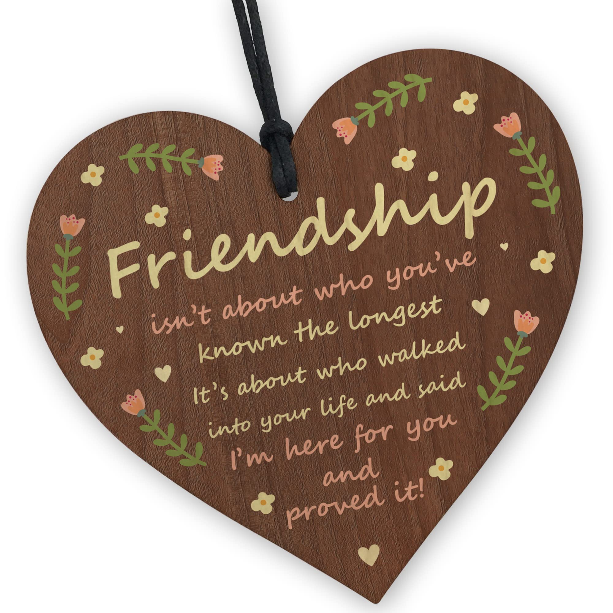 Red Ocean Friendship is not about who you've known the longest | best friends wooden hanging heart | Sentimental inspirational gift for cheer up women | her girls