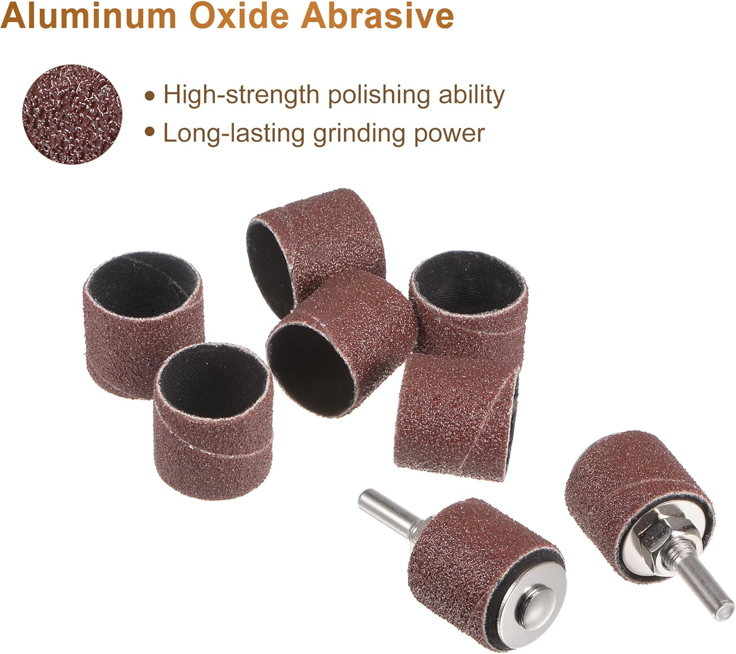 uxcell 100 Pcs 1 Inch Sanding Sleeves Sandpaper Set 60 Grit with 2 Pcs 0.79 Inch Drum Mandrels for Rotary Tools