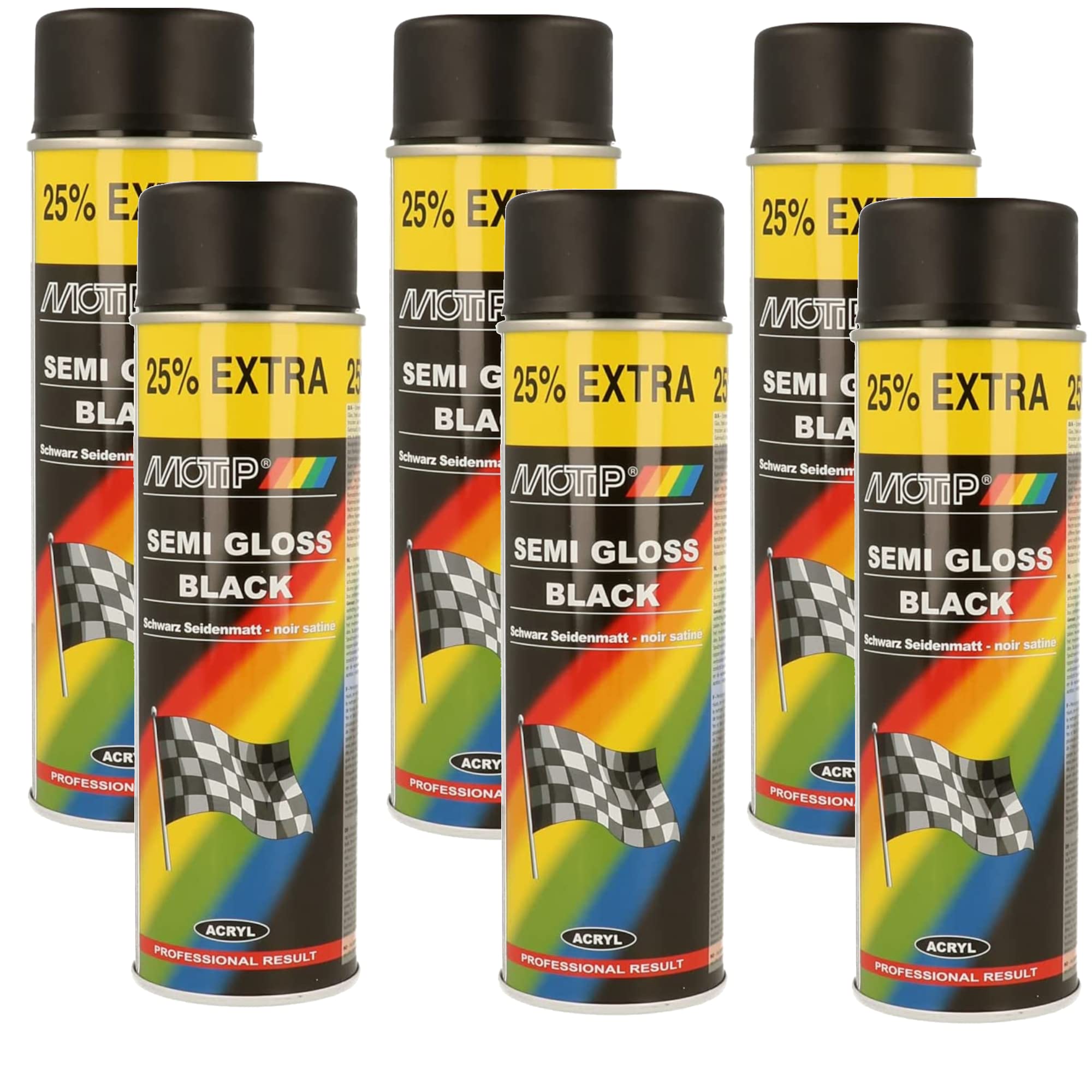 MOTIP Rallye Seidenglanz schwarz 500ml, 6-teiliges Set