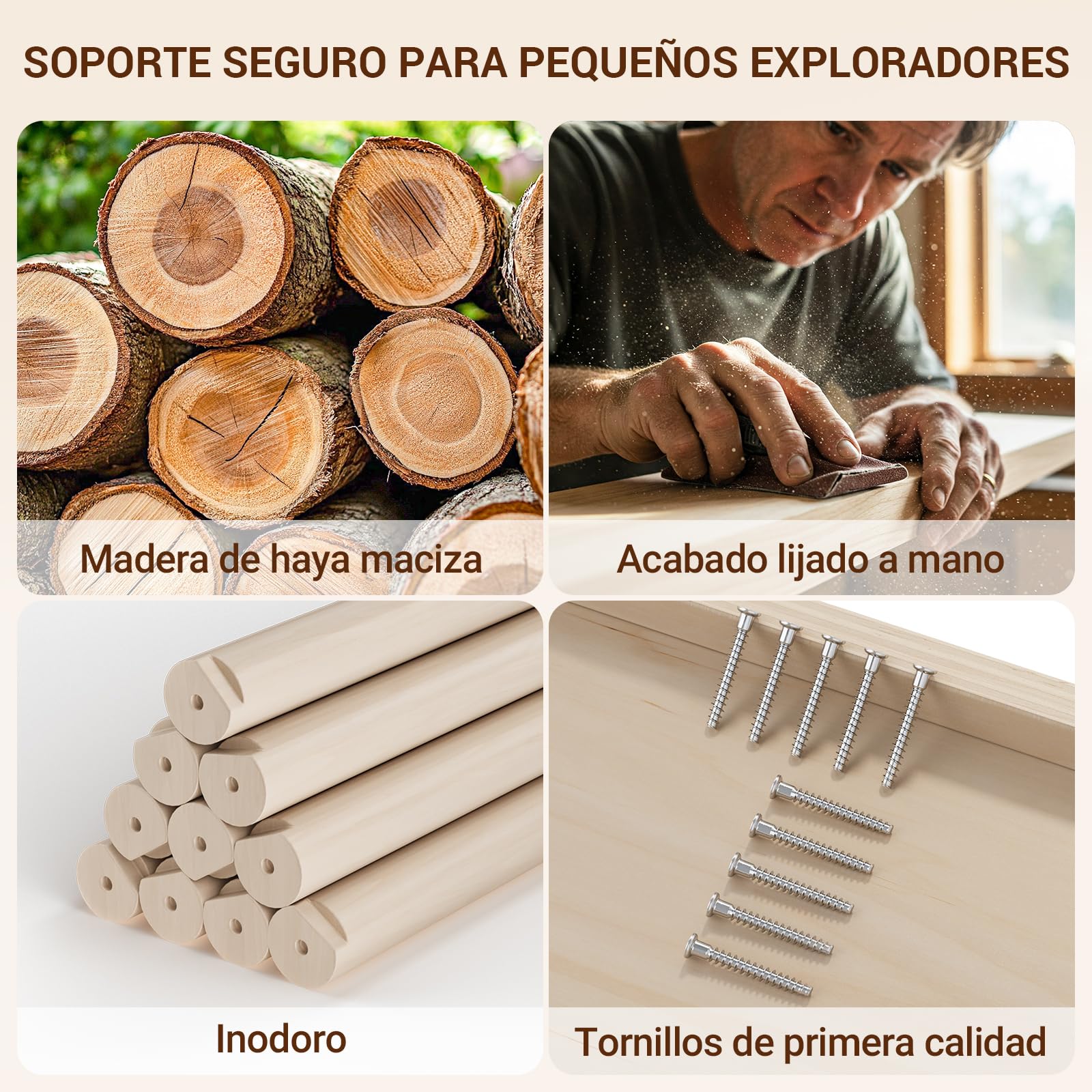 COSYLAND 8 en 1 Triángulo de Escalada Montessori con Arco y Rampa, Set Plegable Infantil, Juguete de Madera Resistente para Interior, Niños 18 Meses-6 años, Natural/Madera Clara, Mediano — view 6