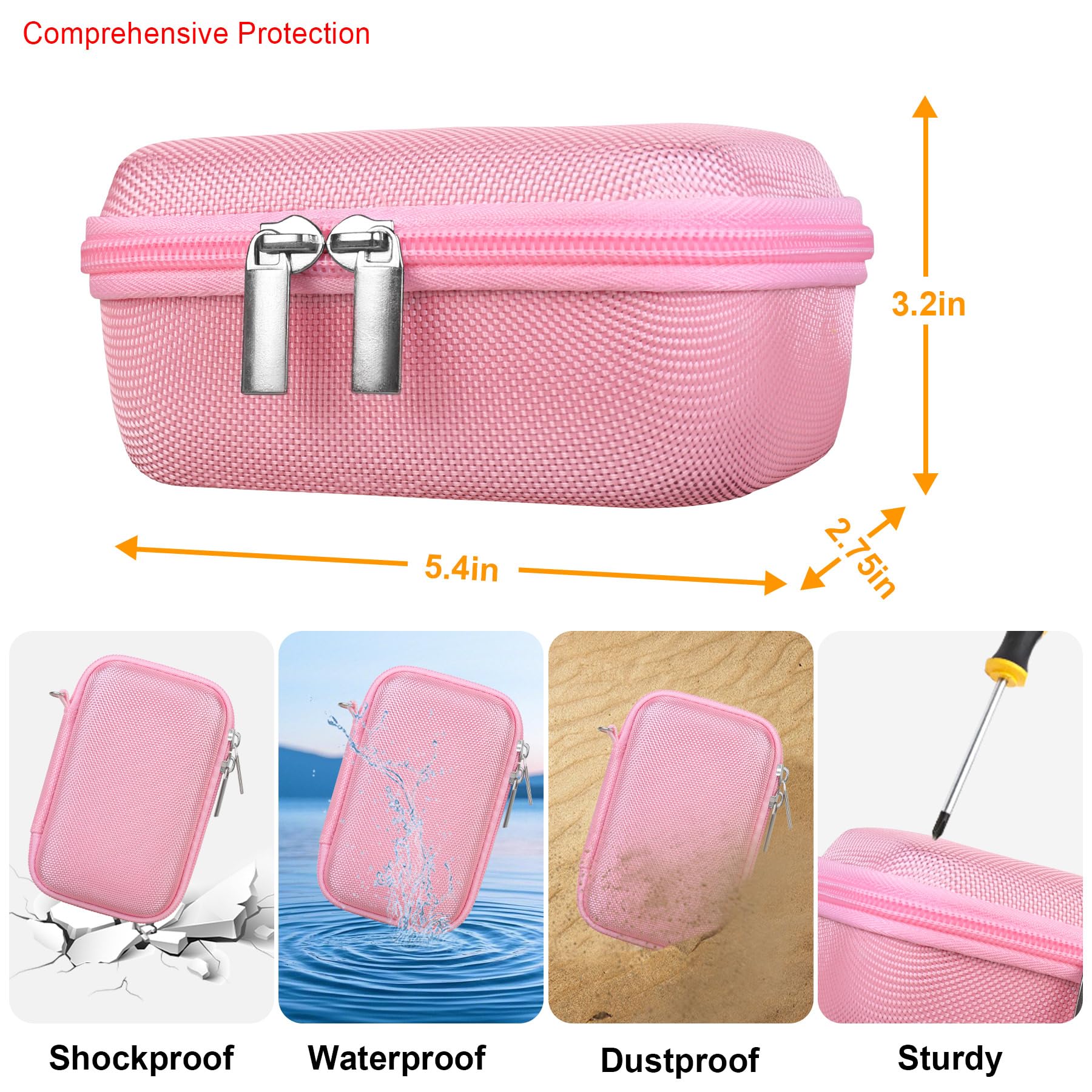 Elonbo Carrying Case for Sony ZV-1F/ ZV-1 II/ZV-1 Vlog Digital Camera for Content Creators, Sony ZV1 Vlogging Camera Hard Travel Bag, Mesh Pocket fits Battery Card Reader Cable, Pink