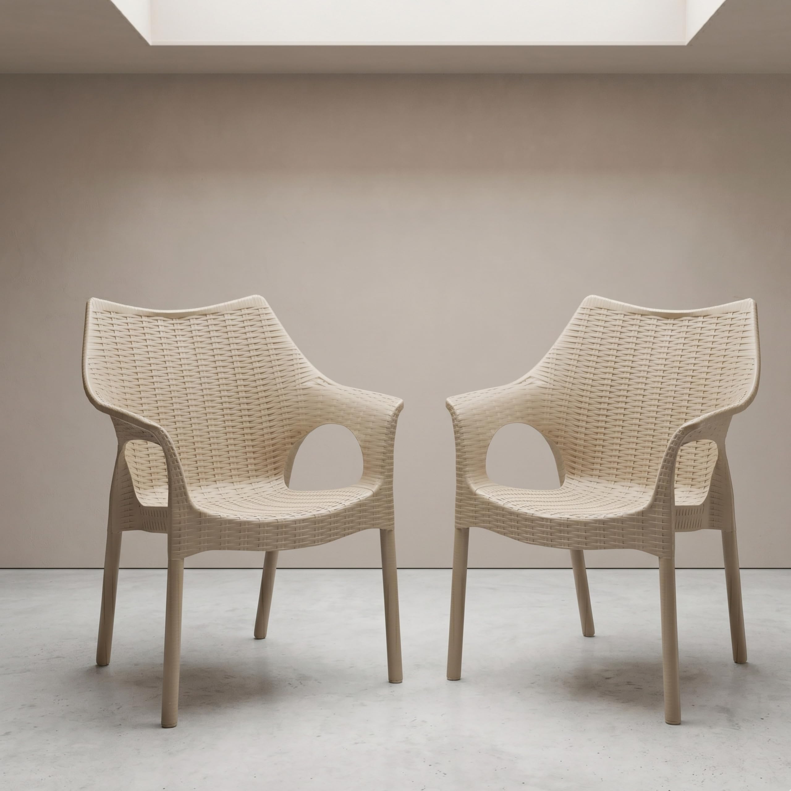 Oaknest Unboxing Furniture Supreme Cambridge Heavy Plastic Chair | Oversized Arm Chair For Garden And Outdoor | 250Kg Weight Bearing Capacity | 6 Months Warranty (Dark Beige) | Set Of 2 Chairs-picture-38
