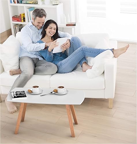 Miniatura 2 de bonVIVO Mesa de centro pequeña – Moderna mesa baja con marco de madera de bambú, mesa auxiliar compacta para sala de estar, dormitorio, apartamento,