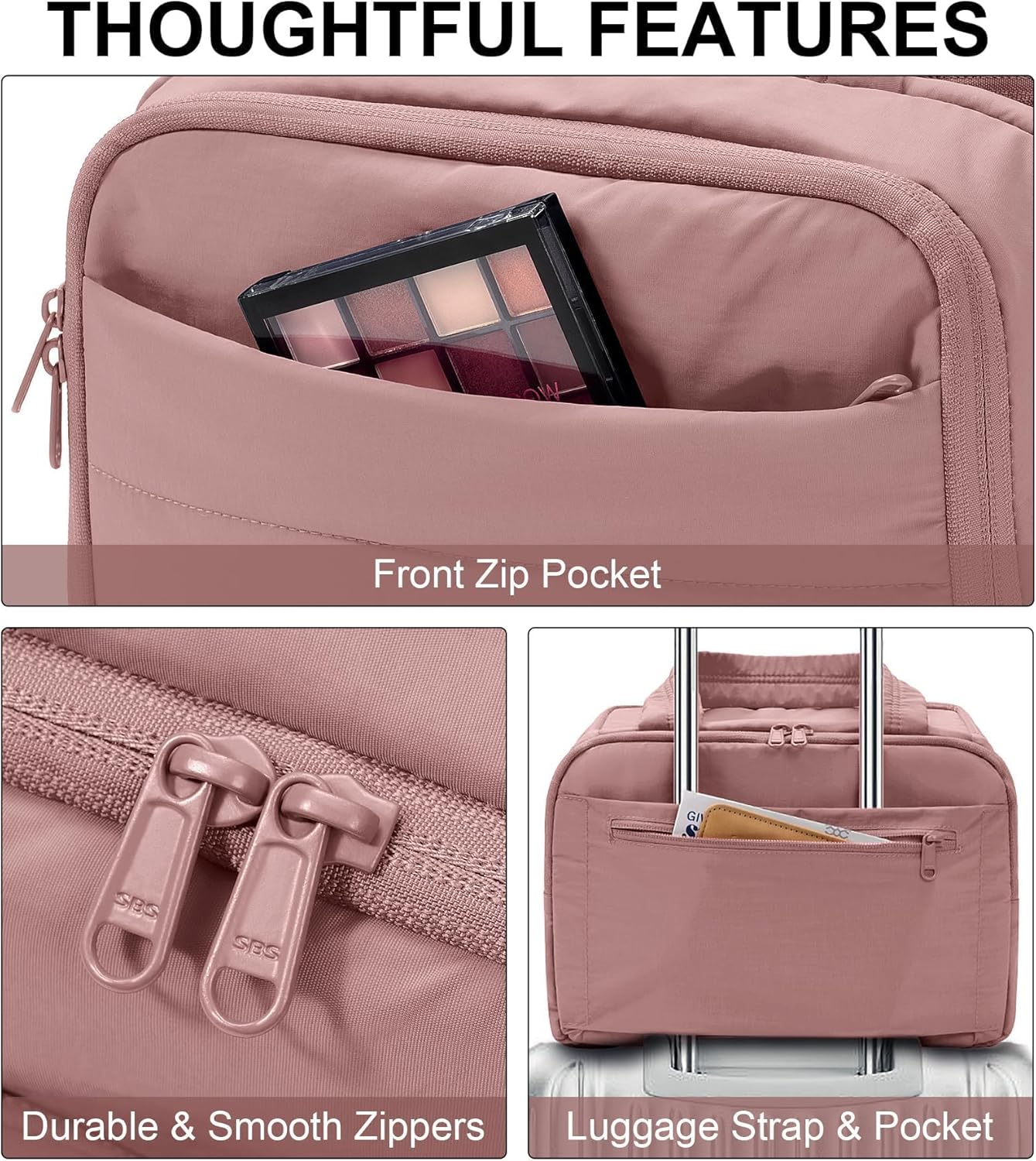 Travel Toiletry Bag for Women, Lightweight Large Quilted Puffy Makeup Bag Wide-open... - Image 7