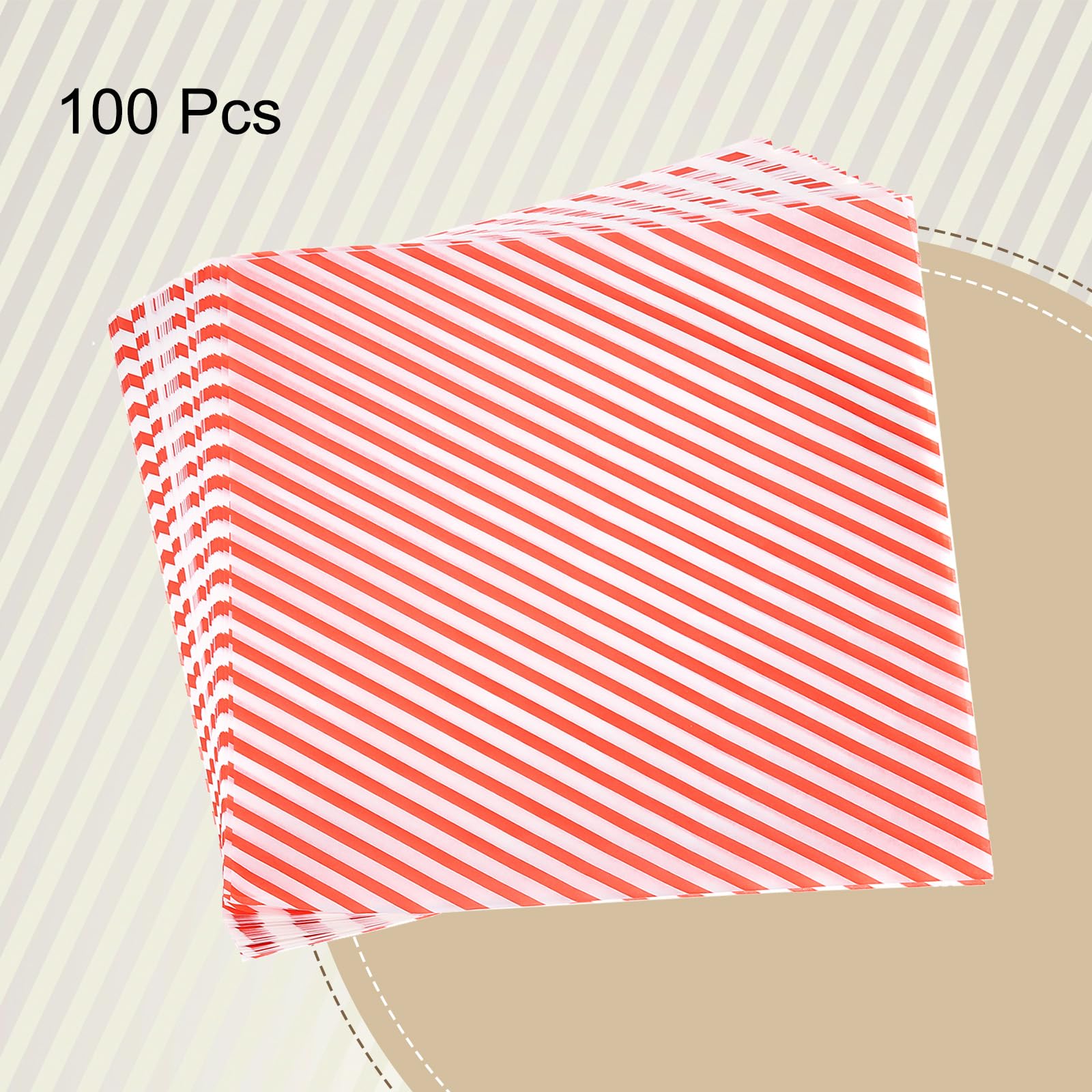 HARFINGTON 100 hojas de papel encerado de rayas cuadradas de 11.8 x 11.8 pulgadas, papel de envoltura de alimentos secos que absorbe el aceite para sándwich, forros de papel para hornear, cesta de