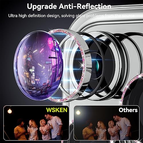 Miniatura 2 de WSKEN Protector de lente de cámara para iPhone 15 ProiPhone 15 Pro Max, mantiene el disparo original Protector de pantalla de cámara de vidrio
