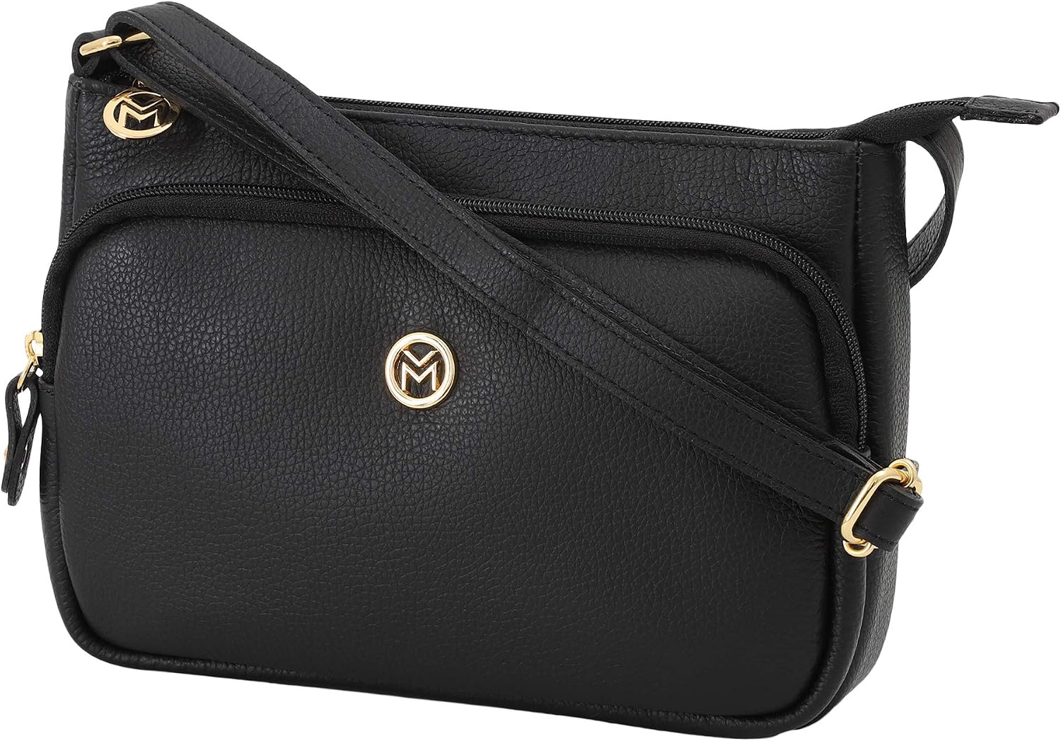 Bolsa Feminina Couro Alça Transversal Mariart Bolso Frontal Zíper Rosalina