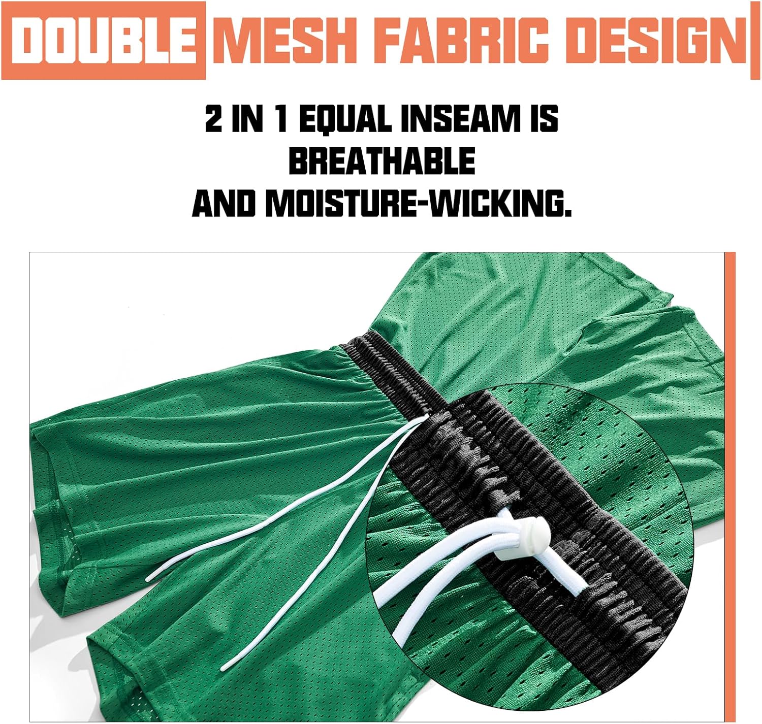 AIMPACT 7" Mens Mesh Shorts Athletic Basketball Shorts Double Layer Gym Workout Shorts with Pocket Drawstring - Image 4