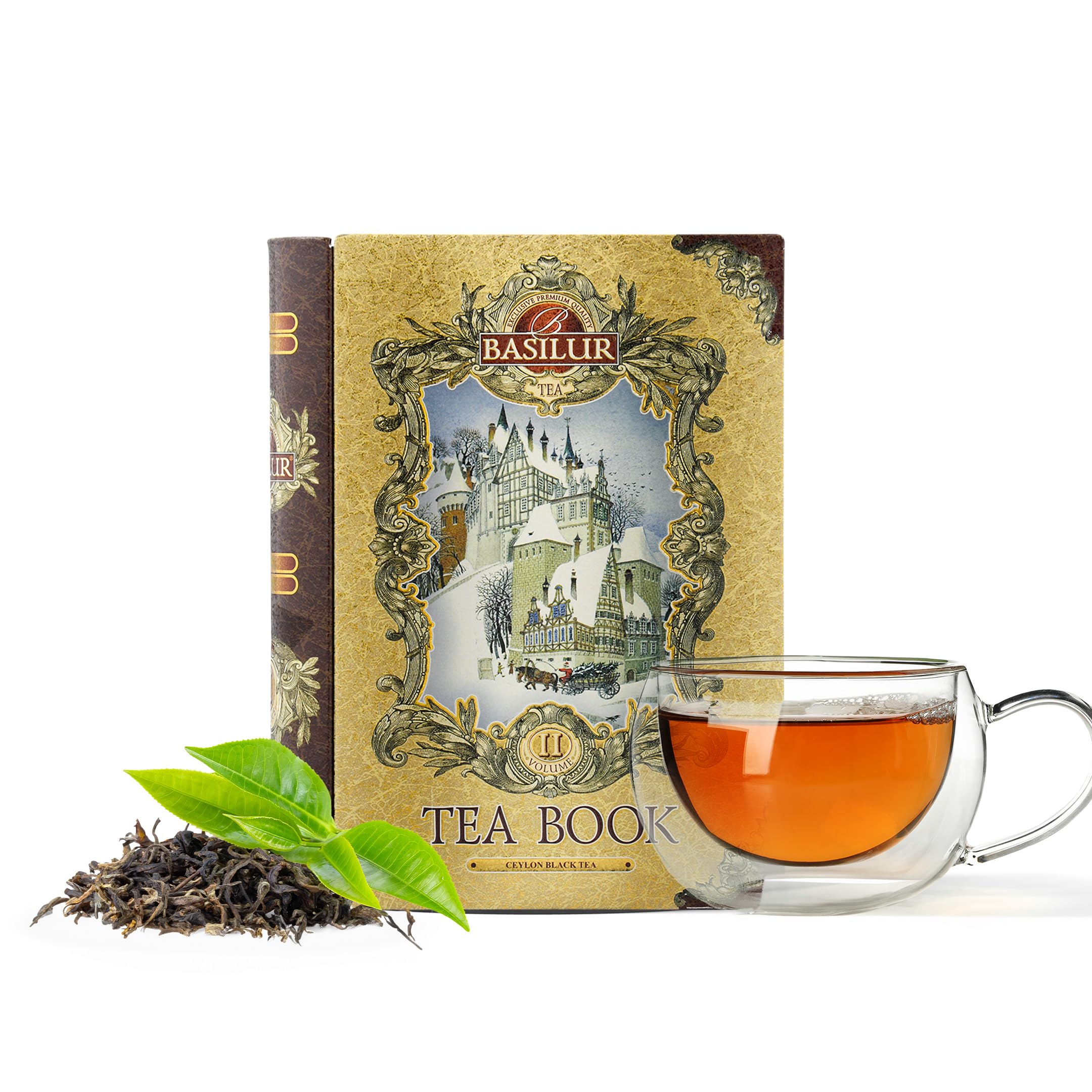 Tea Book Volume II Gold | Premium Ceylon Black Tea Loose Leaf 100g | Festive Gift Box | Elegant Book Tin | Holiday Tea Collection