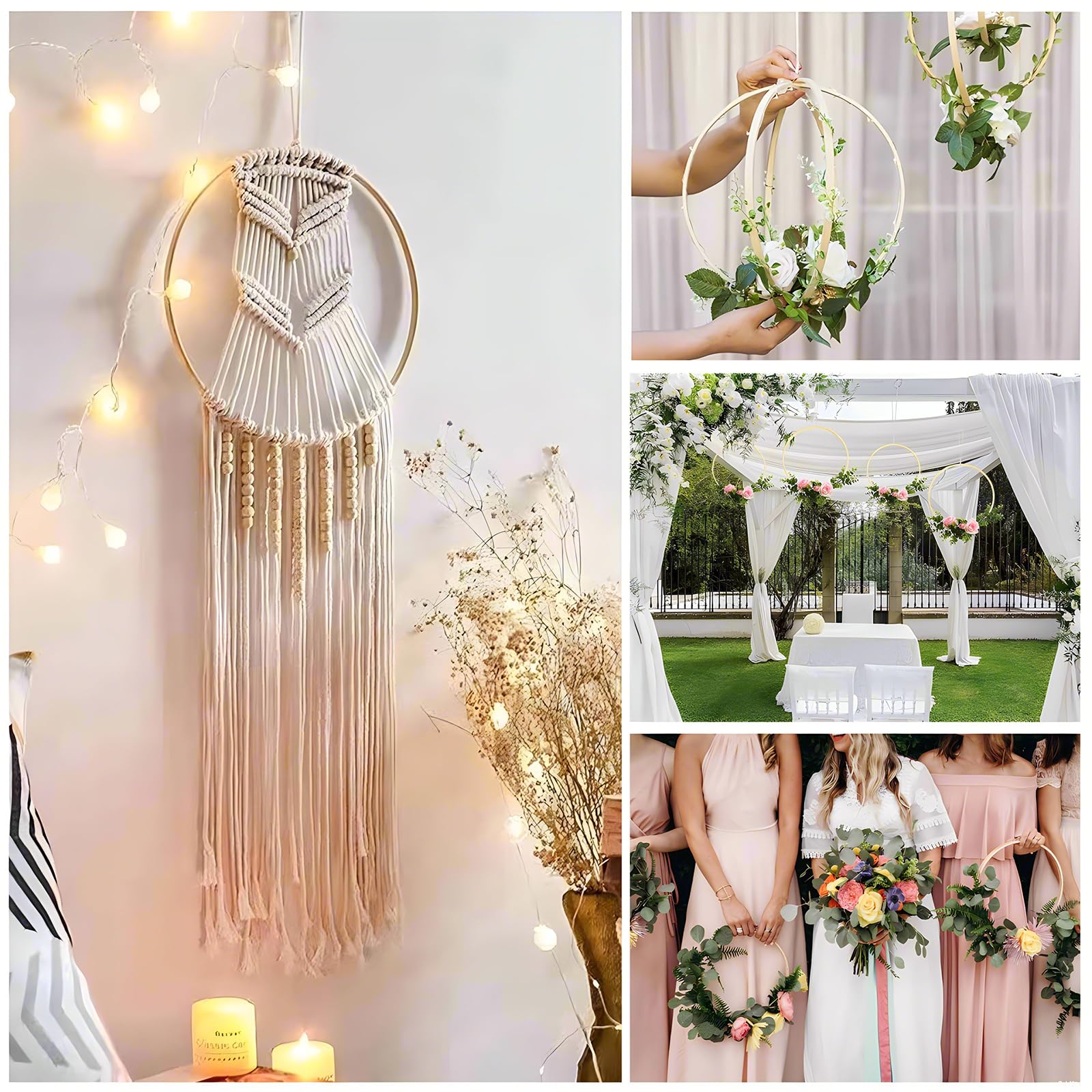 ZABARE 20 Aros De Madera Para Manualidades, Anillos Florales De Bambú De Madera Para Manualidades, Aro Floral Para Atrapasueños, Decoración De Corona De Boda Y Manualidades Para Colgar En La Pared