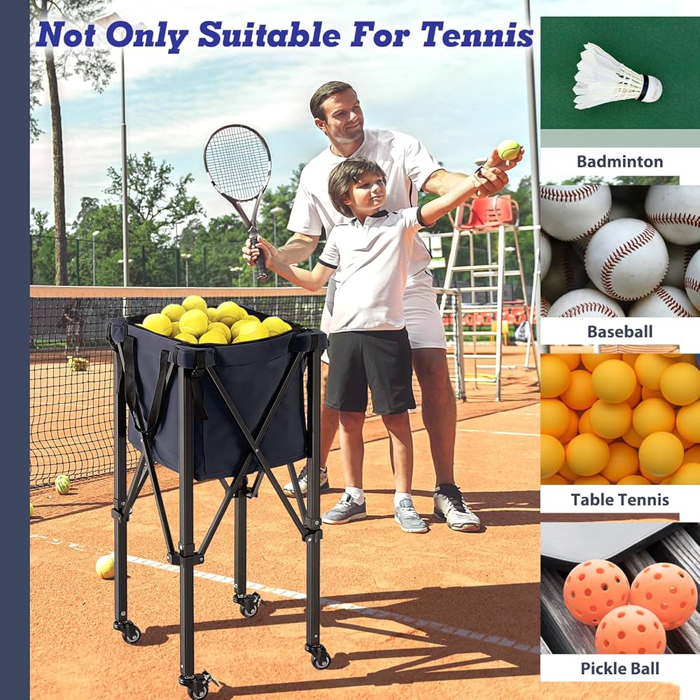LIFEZEAL Tennisbollsvagn, Hopfu00e4llbar Vagn Fu00f6r Tennisbollar Med Bu00e4rvu00e4ska, Tennis- Och Resekorgar, Bollfu00e5ngare Fu00f6r 150 Tennisbollar (ru00f6d LIFEZEAL Tennisbollsvagn, Hopfu00e4llbar Vagn Fu00f6r Tennisbollar Med Bu00e4rvu00e4ska, Tennis- Och Resekorgar, Bollfu00e5ngare Fu00f6r 150 Tennisbollar (ru00f6d