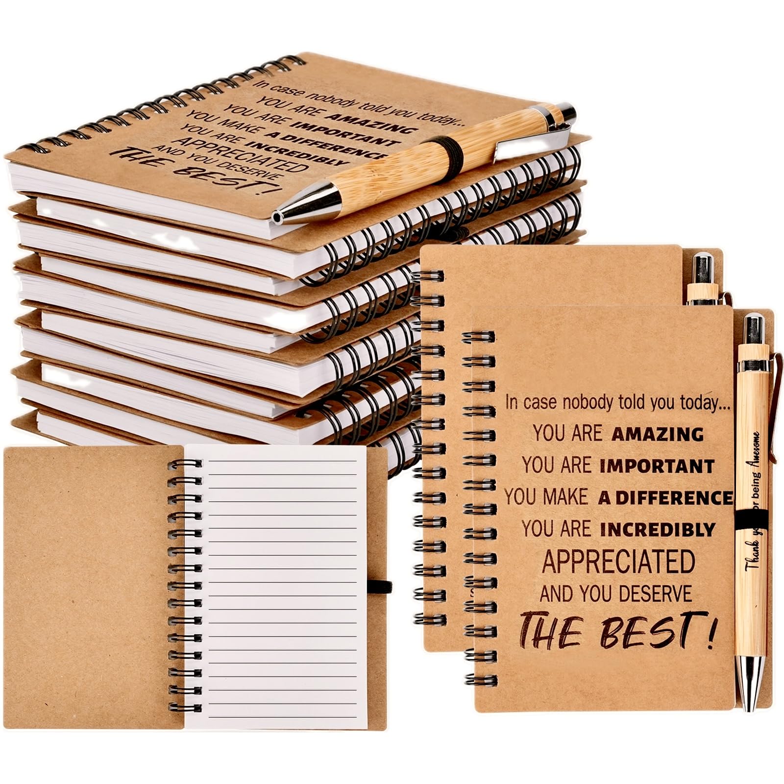 20 PCS Employee Appreciation Gifts Bulk for Coworker Inspirational Bamboo Ballpoint Pens with Motivational Notebook Thank You Gifts for Colleagues Staff Teacher Volunteer Team Nurse Gifts