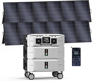 IEE 5120Wh Solargenerator mit 2x500W Solarpanel, 5000W Tragbare Powerstation, LiFePO4 Batterie, 220V-240V, erweiterbar auf 10kWh, für OutdoorCamping, Reise, Stromausfälle