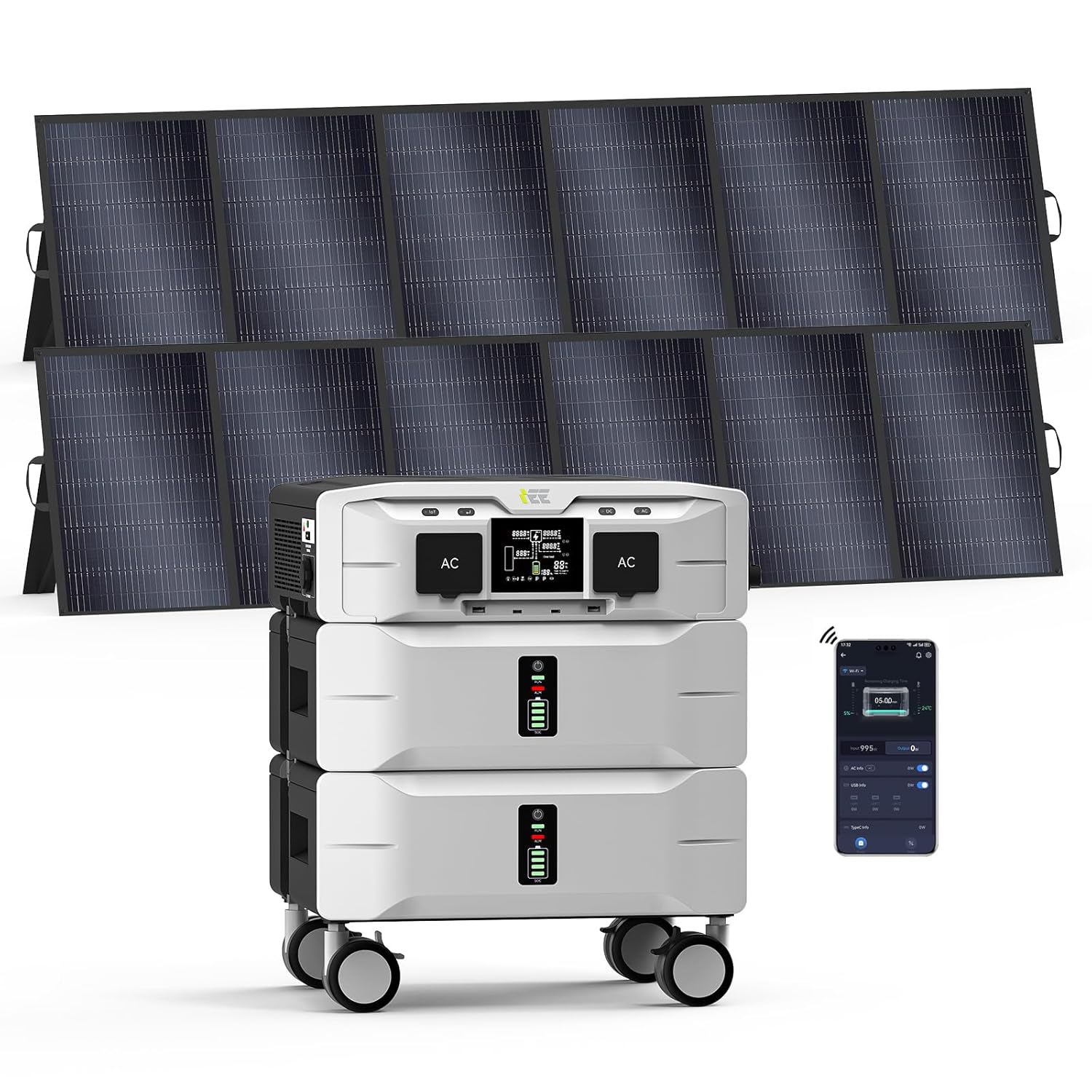IEE SP5000 Solar Generator Power Station with 2 500W Panels Included 5000W Peak 9000W 5120Wh EV-Grade LFP Batteries