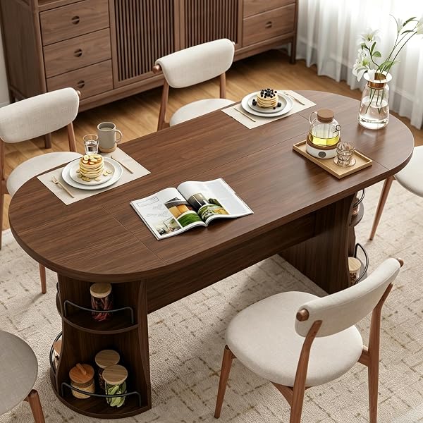 Graceful Oval Kitchen Table Ideas for Stylish Dining 131 Oval Walnut Table with Integrated Storage
