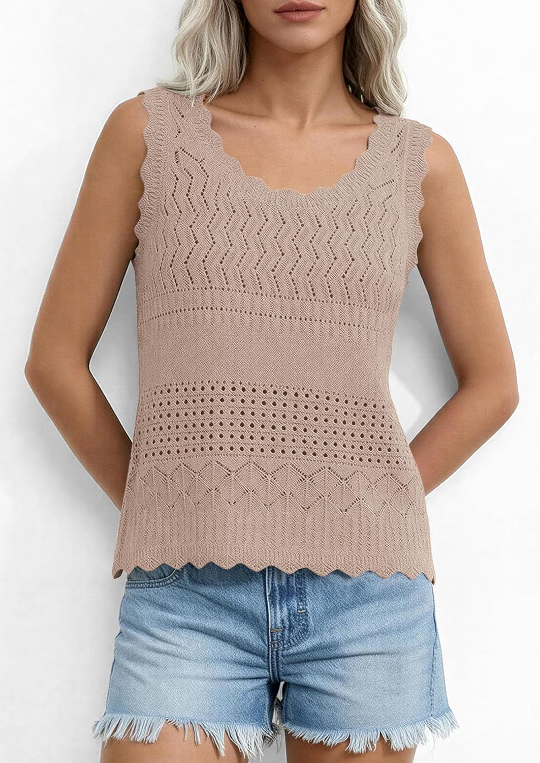 PRETTYGARDEN Womens Crochet Tank Tops 2026 Summer Spring Boho Sleeveless Cute Knit Sweater Vest Trendy Beach Vacation Clothes - Image 8