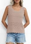 PRETTYGARDEN Womens Crochet Tank Tops 2026 Summer Spring Sleeveless Tops Cute Sweater Vest Trendy Boho Beach Vacation Clothes