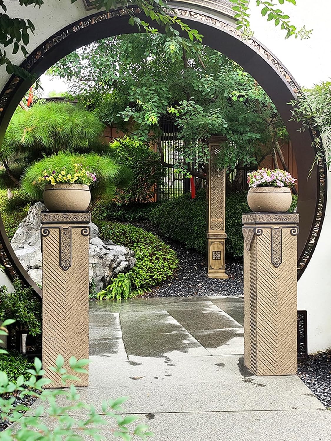 ARCVOX Asian Zen Pagoda Pedestal Stand Pillar, Polyurethane Antique Stone Columns, Pedestal Stand Holder Indoor Outdoor, Landscape Prop Scene Layout (Size : Size L)