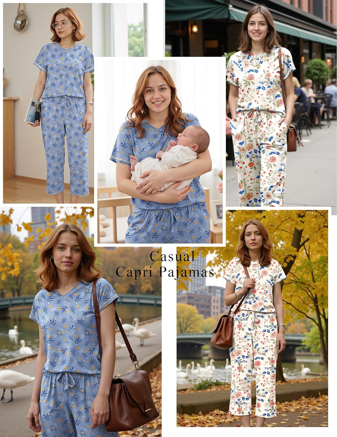 Marvmys Womens 2 Pack Pajama Sets Short Sleeve Pajamas Tops and Capri Pants Pjs Print Lounge Sets with Pockets S-3XL - Image 2